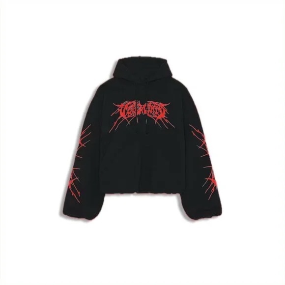 Vetements Death Metal Cropped Hoodie Sweatshirt - Picture 1 of 5